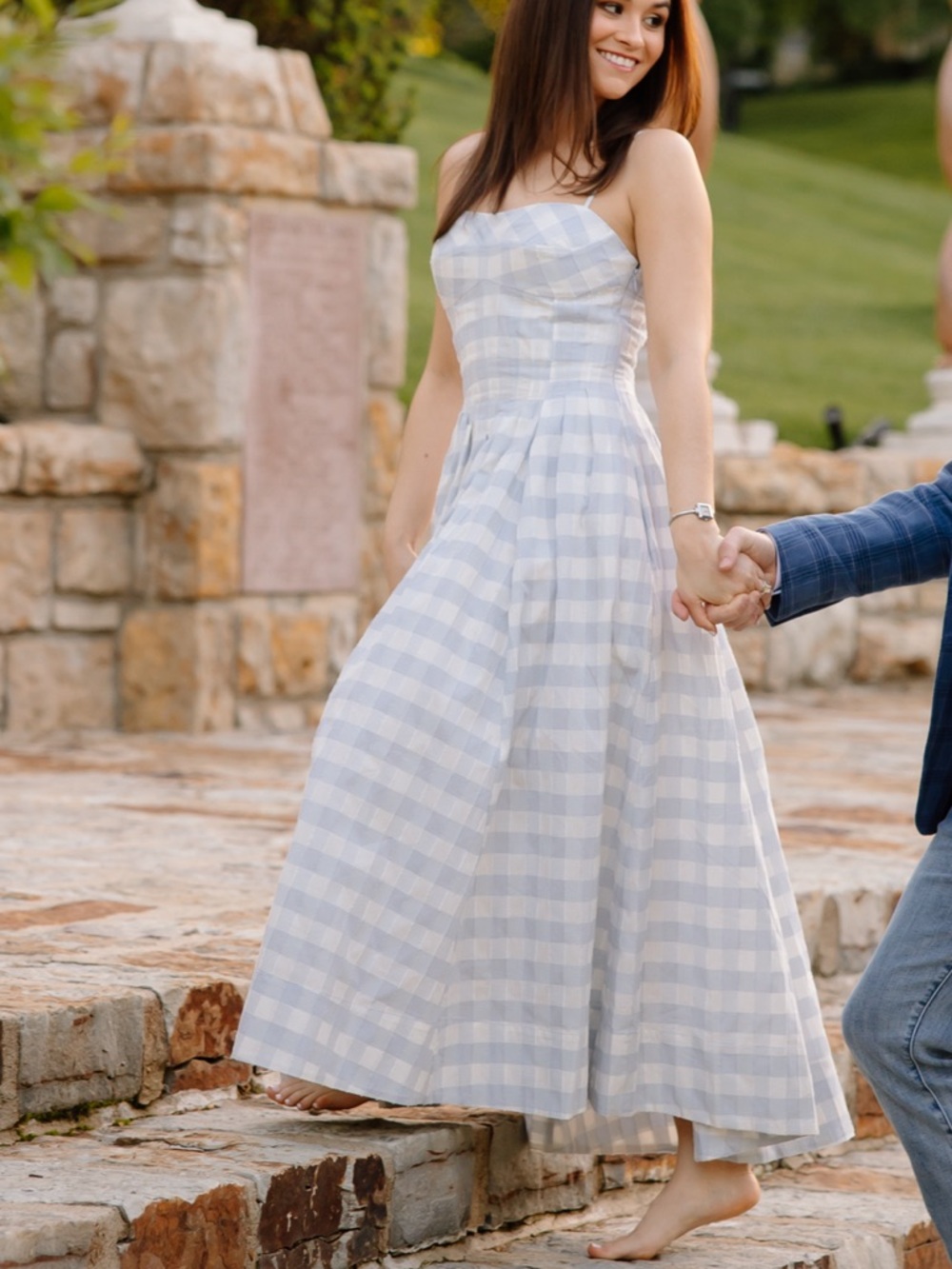Simkhai Kittiya Gingham Midi Dress with Spaghetti Straps - Picture 3 of 3